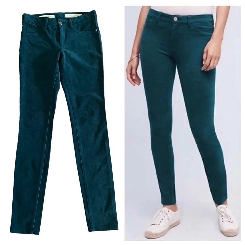 Anthropologie Pilcro Corduroy Teal 25 Cotton Stretch Boho Pants Jeans